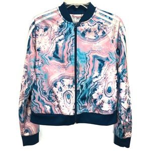 Adidas 3-Stripe Marbled Cropped Track Jacket Girls Size XL